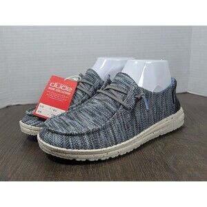 Hey Dude Wendy Sox Loafers Womens 6 Ice Blue Gray Fabric Knit Slip On Casual